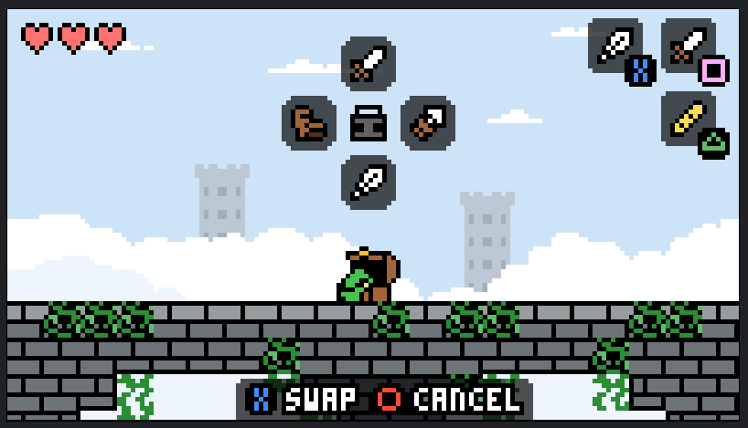 Mockup for the check/inventory UI of a jam game I was working on updating.