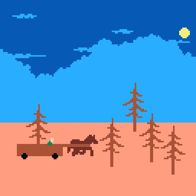 This would've been an Oregon Trail styled survival game, the gif features a pretty sick day/night cycle.