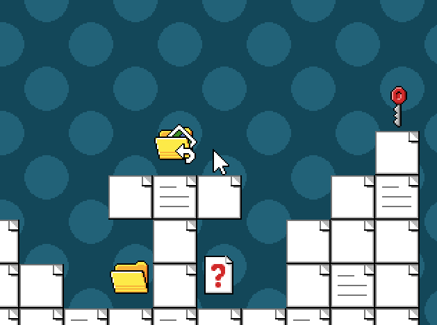 Screenshot of a desktop-themed game where you play as a Cursor. The sprite would change depending on what you hovered, and you could grab onto elements like sliders and zip around.