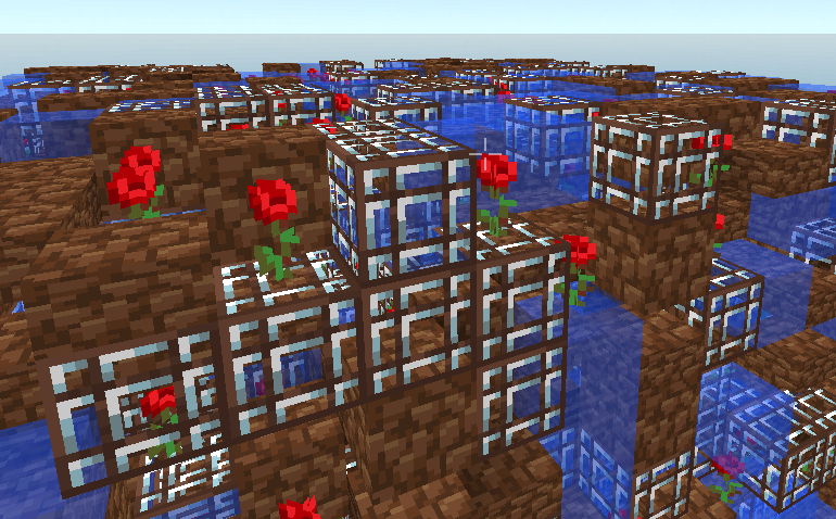 Screenshot from a voxel engine I was developing in GameMaker. Textures are original.